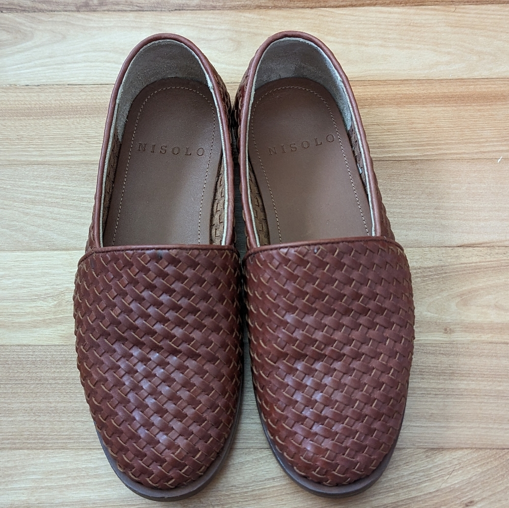 Nisolo Mara Woven Slip On Flats - Brandy